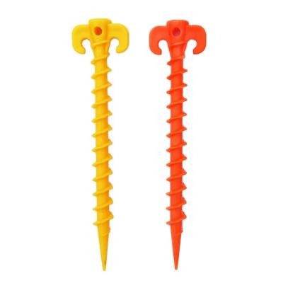 China Custom Made ABS Outdoor Camping Travel Adventure Plastic Tent Pegs Screw ABS Ground Stake for sale