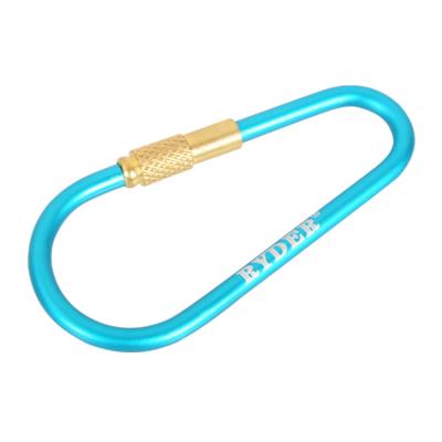 China Heavy Industry Custom Laser Engraved Logo D Shape Flash Tactical Carabiner Cuts Aluminum Karabiner Quick Link Locking Hooks for sale