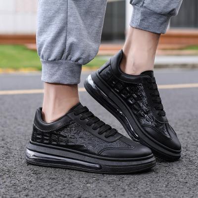 China Leather Men's Casual Shoes Anti-Smell Flatform Shoes Mens Black White Lace Up Sneaker Sports Shoes Casual for sale