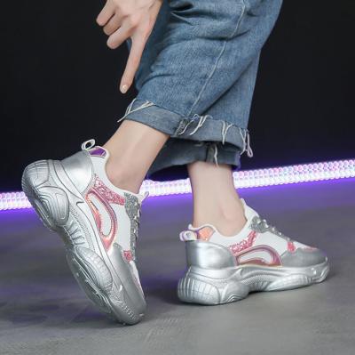 China CUSHIONING Women's Sports Shoes Walking Height Increasing Sneakers Fashion Fat Women Women Casual Flat Platform Shoes for sale