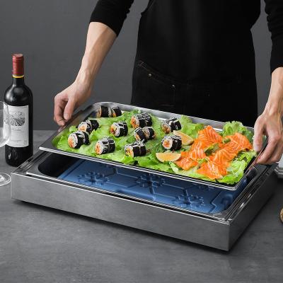 China Desgin Modern Sushi Showcase Sushi Showcase Stainless Steel Countertop Sushi Fridge Display Showcase for sale