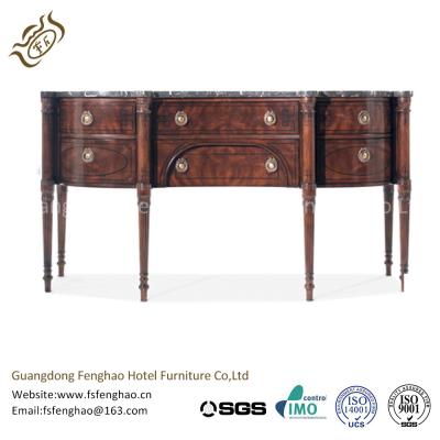 China Contemporary Black Wood Console Table With Drawers / MarbleTable Board Dark Oak Console Table for sale