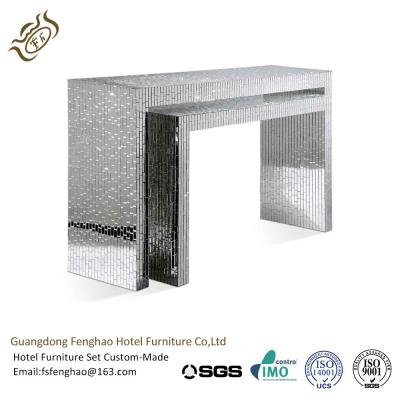 China Elegant Crystal Veneer Compact Glass Mirrored Console Table For Hotel Lobby Bedroom for sale