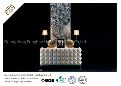 China Modern Hotel Washroom / Lobby Decor Luxury Console Table Mirror Stainless Steel Leg for sale