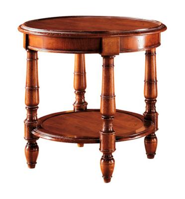 China Antique Oak Wood Round Side Coffee Table For Hotel , 120 Cm Hand Carved for sale