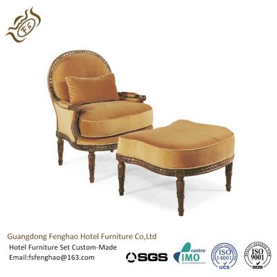 China Wooden Armchair With Ottoman Wood Legs , Lounge Ottoman Chair for sale