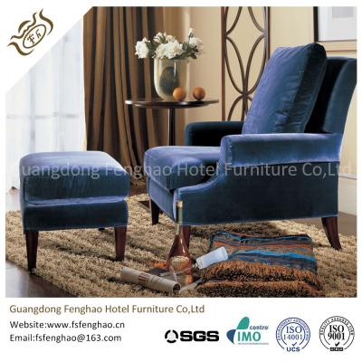 China Comfortable Button - Tufted Wooden Velvet Chaise Lounge Chair With Ottoman for sale