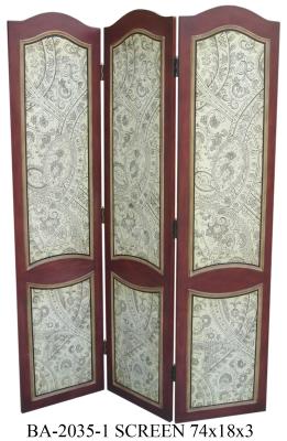 China Rubber Wood Gilding Tri Fold Screen Room Divider For Restaurant for sale