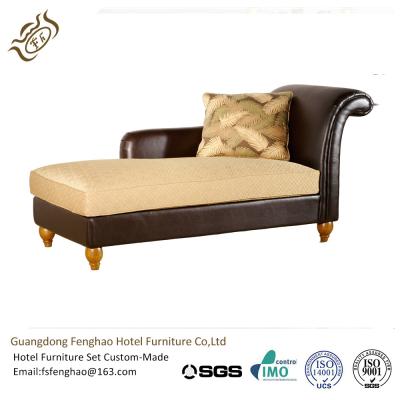 China Wooden Frame Leather Indoor Chaise Lounge Chair For Hotel Bedroom for sale