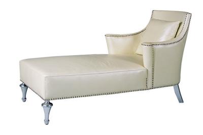 China Modern Cream Leather Two Arm Chaise Lounge Stainless Steel For Hotel for sale