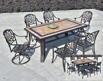 China Leisure  Garden Cast Aluminum 6 Seater Outdoor Furniture Table And Chair Set Garden Furniture for sale