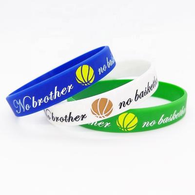 China All Personalized Carving  Ink Injected Rubber Bracelet Custom Logo debossed fill Silicone Wristband  Business Gifts for sale