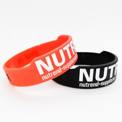 China All Factory Personalized Not Standard Ink Injected  print embossed Custom Logo Special size Rubber bracelet Silicone Wristband for sale