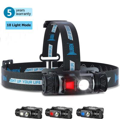 China Camping 10 Modes 1200 Lumens High Power Head Lamp Torch Outdoor Head LED Headlight Rechargeable Flashlight for sale