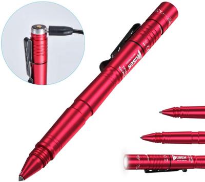 China Ignition Light Rechargeable Tactical Self-Defense LED Pen Breaker Ballpoint Pen Glass Flashlight for sale