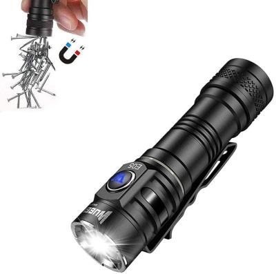 China Mini Pocket Led Torch Magnet 6 Modes 14500 Li-ion Battery Tail Light Magnetic Torch LED Rechargeable Flashlight for sale