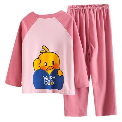 China Spring 100% combed cotton children's breathable warm home pajamas girls' clothing hot sale children's sleepwear and autumn clothes cartoon for sale