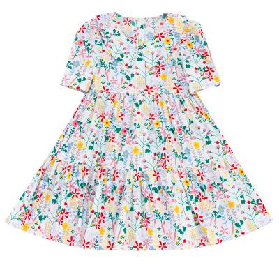 China Anti-wrinkle Kid Dress Prints Summer Kids Clothing Girls Formal Dress Baby Flower Cotton Casual Dress OEM Custom for sale