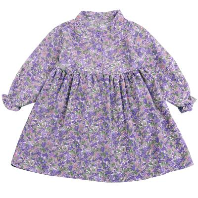 China Anti-wrinkle girls flower dress high quality using various girls printing autumn baby cotton dress casual elegant OEM style for sale