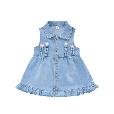 China New Design Tassel Pure Fashion Flower Denim Vest Skirt Wholesale Hot Selling Summer Children Girls Washable Small for sale