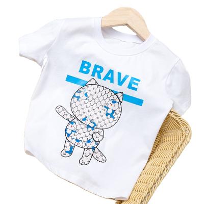 China High Quality Breathable Color Safe White Blue Color Children Cotton Short Sleeve T-Shirt for sale