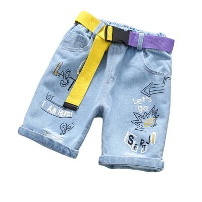 China High Quality Breathable Summer Kid Shorts Custom Pattern Belt Denim Pants for sale