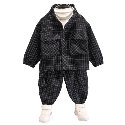 China Autumn Neweast Clothing Suit Cotton Tartan Pattern Concise Fashion Cotton Boy's Popular Children's Suit for sale