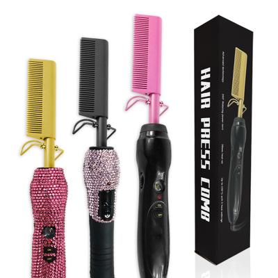 China Salon / Home Custom High Temperature Professional Electric Hot Pink Comb Hair Straightener Private Label for sale