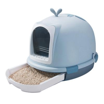 China Sustainable Wholesale Clean Up Products Eco-friendly Plastic Closed Cat Toilet Box Cat Litter Box for sale