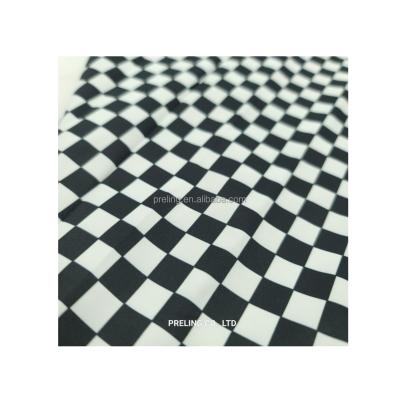 China New Design Polyester 50D 3/3 Twill Fabric T400 Sorona Waterproof Check Print Twill Fabric 4 Ways Stretch Fabric For Jacket Coat Clothing for sale