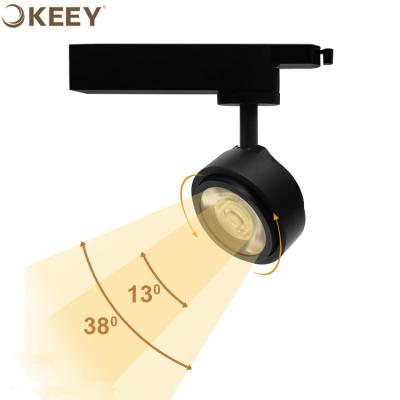 China 2020 Hotel New Arrival Keey Aluminum Zoom Led Track Light Focus Cob Adjustable 15w Led Spot Track Lighting Fixture DG315003 for sale