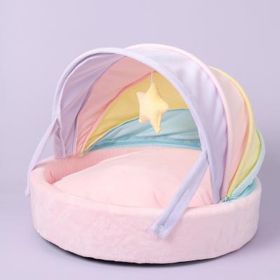 China Cat Bed Soft Pet Sleeping Breathable Padded Deep Sleep Cat Nest Dog Bed Comfortable and Breathable Doghouse Stars Play for sale