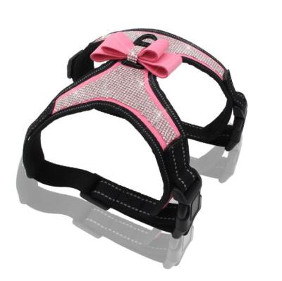 China Thoughtful No Pull Bling Crystal Dog Harness Bow Link Dog Harness for sale