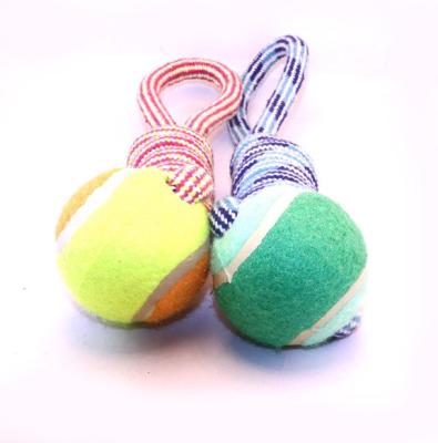 China Viable Dog Toys With Tennis Ball Cotton Rope Chew Pet Toys Bite Teeth Cleaning Molar Pet Supplies for sale