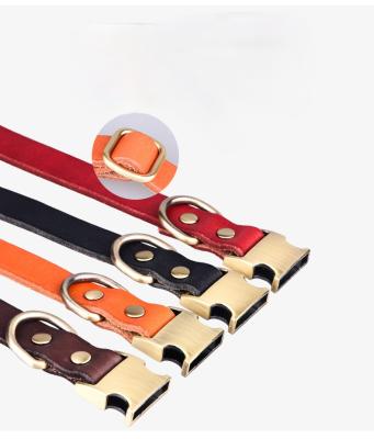 China Fashion Layer Cowhide Pet Collar Padded Lettering Buckle First Is The First Layer Pet Collar Leather Pet Collar for sale