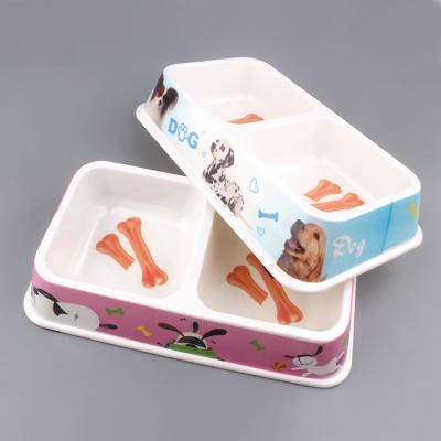 China Double Square Cartoon Melamine Pet Bowl Viable For Eating And Drinking for sale