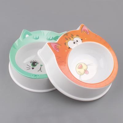 China Viable Face Shape Plastic Cat Logo Cartoon Sublimation Bowl Dog Bowl for sale