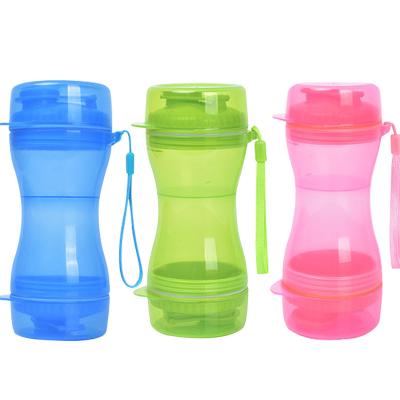 China Pet Food Placement Wholesales 3in1 Moving Container Pet Food Outdoor Dog Water Bottle Accompanying Cup Cat Bowl Plastic Drink Feeder for sale