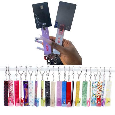 China Eco-Friendly Acrylic Custom Plastic Clip Key Chain Clip Grabber Credit Card Key Chain Grabber Love Pom Ball ATM Card ATM Grabber Key Chain extractor for sale