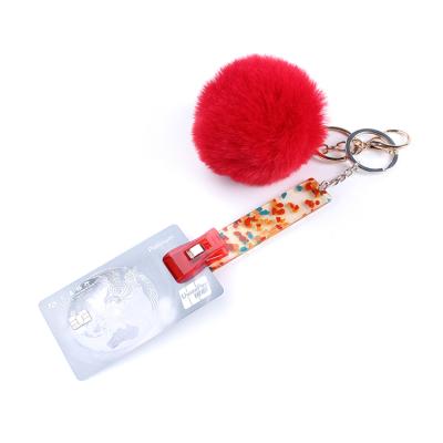 China Eco-friendly Hot Acrylic Custom Sellingg Card Grabber Key Chain Credit Card Grabber Key Chain Card Clip for sale