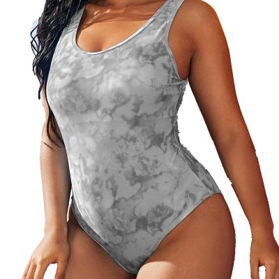 China Plus Size Women One Piece Swimsuits Shaping Sporty Swimwear Women Plus Size Tie Dye Swimsuits for sale