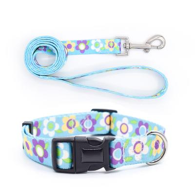 China Custom Leather Dog Collars And Leashes Set Striped Harness Collar Leash Set for sale