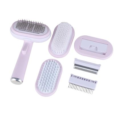 Cina Sgomberamento dei capelli Pin Comb Pet Grooming Kit Self Cleaning Slicker Brush Shedding Tool in vendita