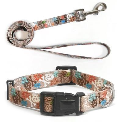 China Eco Friendly Polyester Dog Leash Collar Set Sublimation Harness Collar And Lead Set for sale