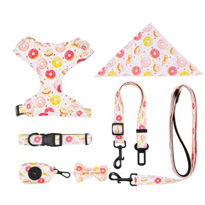 China Custom Logo Designer's Top Pick Personalized Dog Harness Set with Bowknot Decoration Bandana and Adjustable Collar Leash for sale