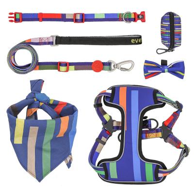 China Custom Colors Dog Harness Logo Reflective Reversible Luxury Pet Collars Harness and Leash Set for Extra Large Dogs for sale