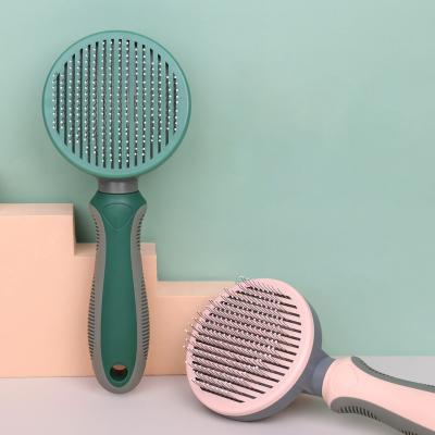 China Pet Grooming Brush Slicker Brush Self Cleaning Portable Dog Cat Hair Removal Orange Combs for sale