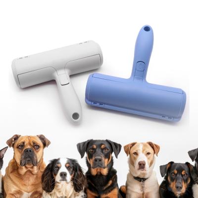 China Blue ABS Nylon Fiber Pet Hair Remover Roller Thorough Dog Hair Roller for sale