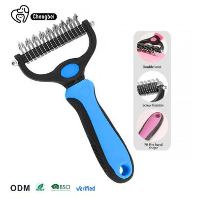 China Pet Grooming Comb Portable Double Side SheddingSelf Cleaning Slicker Cat Reusable Dog for sale