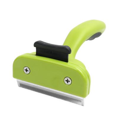 China Green Dog Deshedding Tool Sustainable Self Cleaning Cat Brush for sale